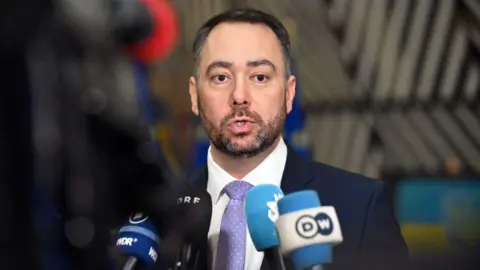 Anadolu via Getty Images Foreign Affairs of Belgium Maxime Prevot attends EU Foreign Ministers' Meeting in Brussels, Belgium on February 24, 2025.