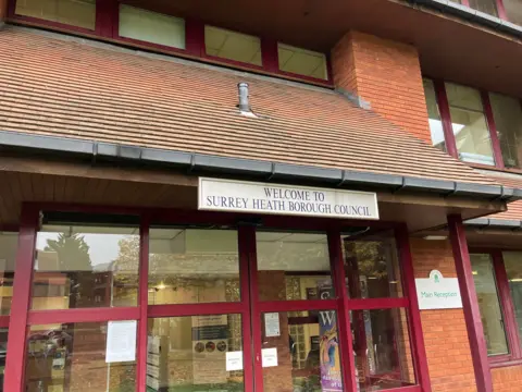 Main entrance for Surrey Heath Borough Council, sign