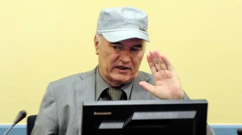 Former Bosnian Serb commander Ratko Mladic appears in court at the International Criminal Tribunal for the former Yugoslavia (ICTY) in the Hague, June 3, 2011