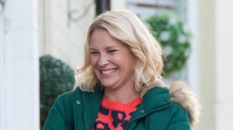 Joanna Page on the set of Gavin & Stacey