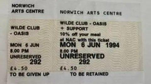 Fraser McKay Oasis ticket for Norwich Arts Centre