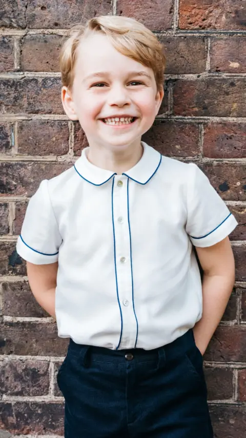 Matt Porteous / Kensington Palace / PA Prince George on his fifth birthday in a white top