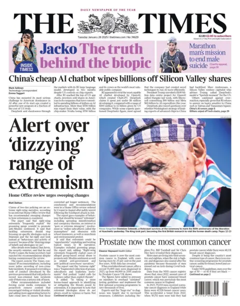 The Times front page 28 January 2025