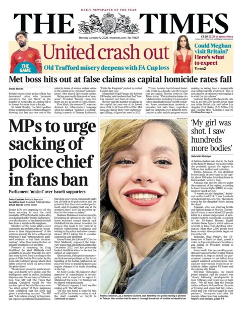  "MPs to urge sacking of police chief in fans ban."