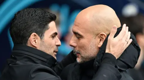 Man City boss Pep Guardiola and Arsenal manager Mikel Arteta