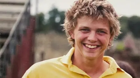 James' Place James Wentworth-Stanley who is blonde, and wearing a yellow shirt, pictured smiling at the camera. 
