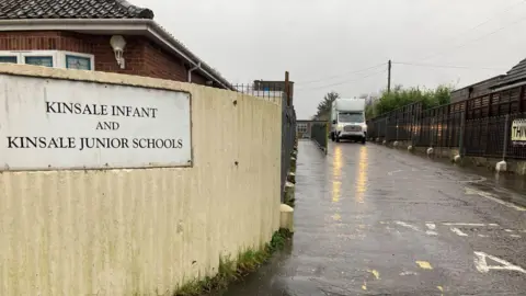 Andy Trigg/BBC Entrance to Kelsale Junior School and Kelsale Infant School