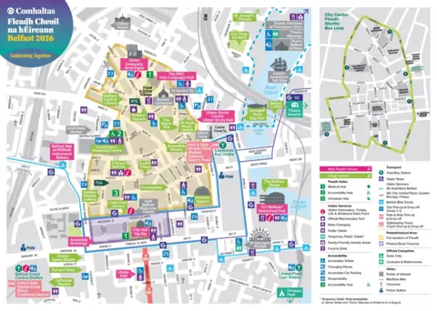 Belfast City Council Graphic map for Fleadh 2026.