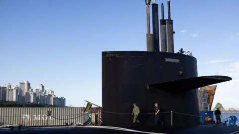 Getty Images The USS Kentucky ballistic missile submarine in Busan, South Korea, during a joint exercise with the South Korean Navy.