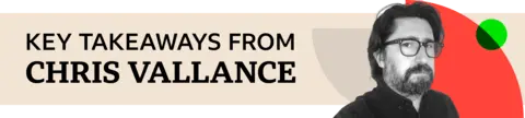 A beige banner with Chris Vallance's profile and a series of red and green dots. The banner reads "Key takeaways from Chris Vallance". 