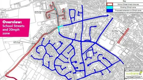 Sustrans Map Of Streets Included In The Frome Safer School Streets Trial.