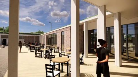 Redbridge Council CGI of cafe at new lido facility