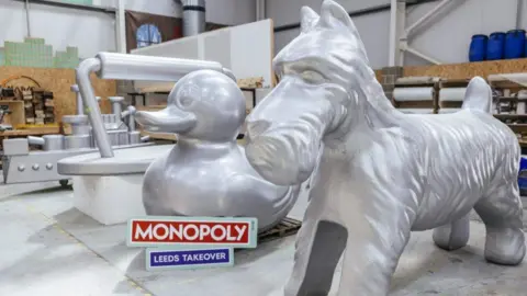 LeedsBID The life-sized Monopoly tokens