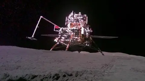 Chang'e-6 lander-ascender craft on the Moon's surface