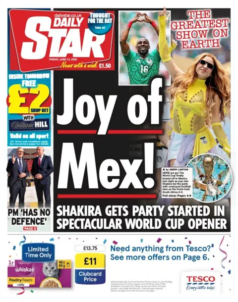 The headline on the front page of the Daily Star reads: "Joy of Mex!"