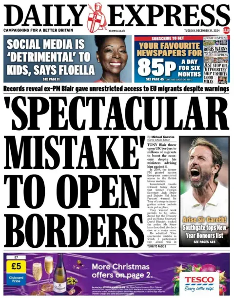 'Spectacular Mistake' to open borders, reads the front of the Daily Express