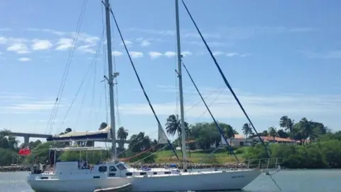 Brazilian police The Rich Harvest yacht pictured off the coast of Brazil in 2017