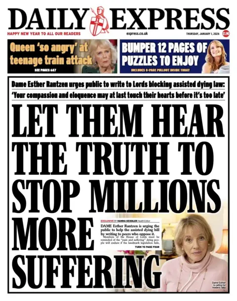 The headline on the front page of the Daily Express reads: "Let Them Hear The Truth To Stop Millions More Suffering."