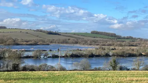 WeatherWatchers/CraigRich A flood plain outside Salisbury completely underwater following the recent heavy rains.

