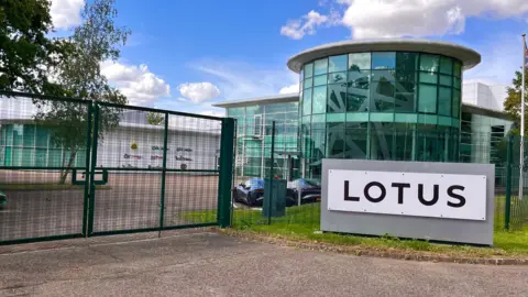 Martin Giles/BBC The outside of the Lotus Cars headquarters in Hethel near Wymondham.