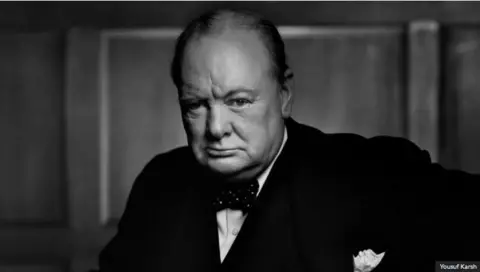 The famous portrait of Churchill scowling at the camera