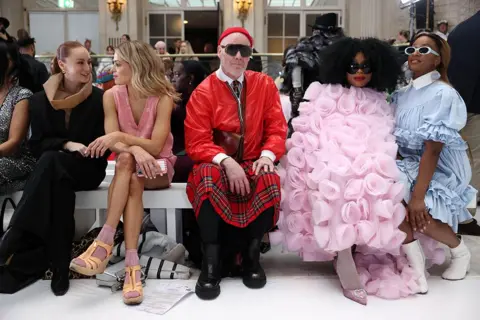 NEIL HALL/EPA Fashion fans attend the show by Irish designer Paul Costelloe during London Fashion Week, in London, Britain, 21 February 2025. The London Fashion Week runs from 20 to 24 February 2025.
