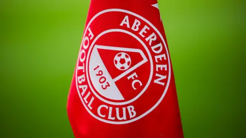 A corner flag at Aberdeen's Pittodrie Stadium