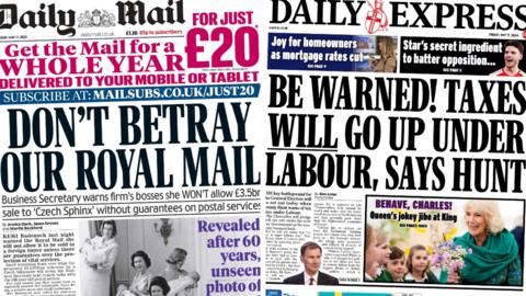 Daily Mail and Daily Express front pages for Friday 17 May 2024