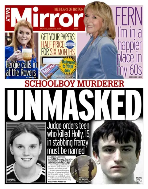 The Mirror front page on 10/10