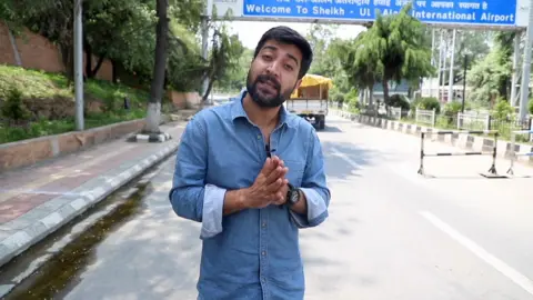 BBC journalist outside Srinagar International airport
