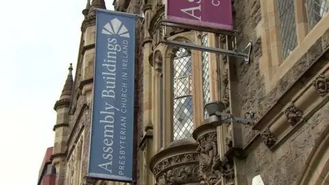 The picture shows the outside of the Presbyterian church's Assembly Buildings 