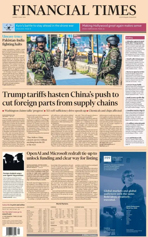 Financial Times front page on Monday 12 May 2025