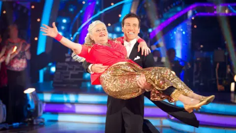 Widdecombe dancing with Anton du Beck. 