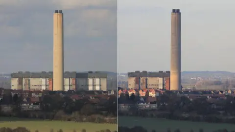 Nigel Brady before and after the photo of the Didcot power plant collapse