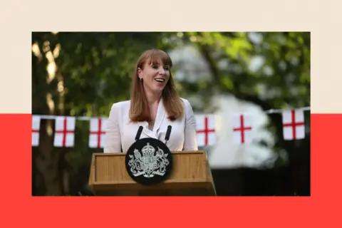Andy Rain / EPA / Shutterstock Angela Rayner addresses a reception in the garden at 10 Downing Street in London