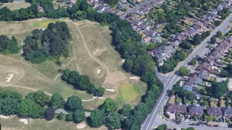 Google Earth/Local Democracy Reporting Service A satellite view of Batchwood Golf Course which runs close to residential homes in St Albans.