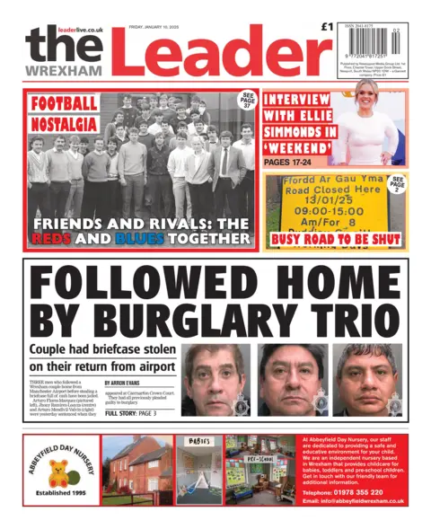 Wrexham Leader Front page of the Wrexham Leader