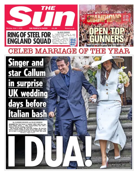 The Sun headline reads 'I Dua' 