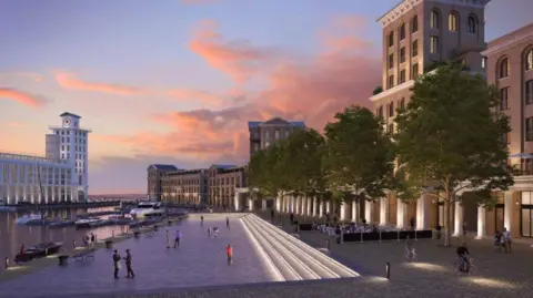 Fawley Waterside CGI of the now scrapped residential-led redevelopment of the Fawley Power Station site