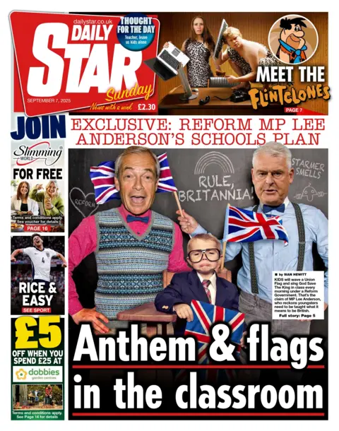 The headline on the front page of the Daily Star reads: "Anthem & flags in the classroom".