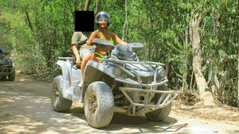 Department for Work and Pensions Catherine Wieland on a quadbike in Mexico.