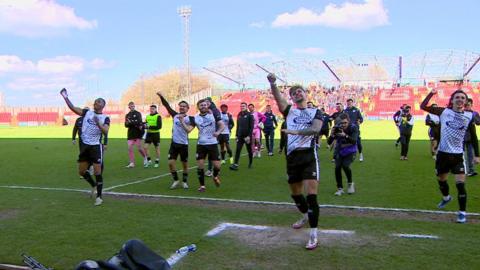 Gateshead players celebrating after the game
