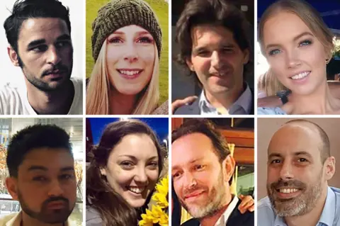 A series of eight images of the victims of the attacks. 