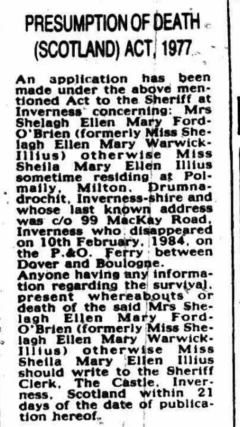 DC Thomson A newspaper clipping describing Shelagh's death
