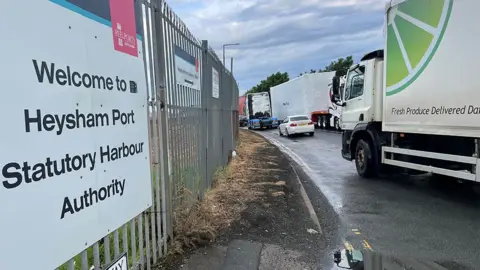 congestion on the road into the port