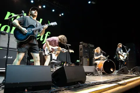 Getty Images Conor Dockery, Cathal McKenna, Daniel Lang and Jordan O'Leary of The Scratch perform at San Jose Civic on February 13, 2024 in San Jose, California