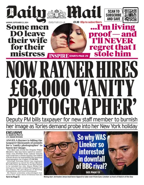  Now Rayner hires £68,000 'vanity photographer'