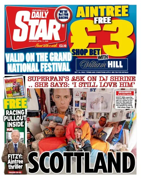 The headline on the front page of the Daily Star reads: "Scottland."