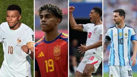 Kylian Mbappe, Lamine Yamal, Jude Bellingham and Lionel Messi