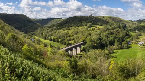 Getty Images Famous viewpoint of Headstone Viaduct, Monsdale Dale and Upperdale on a sunny day